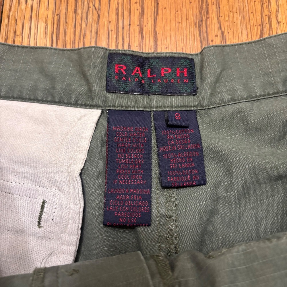 Vintage Ralph Lauren Women Green Ripstop Cargo Shorts Military Utility Size 8 - Picture 2 of 8